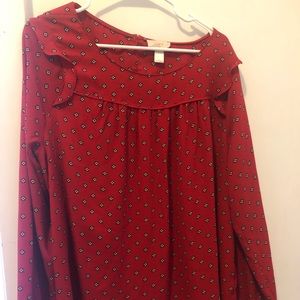 Loft Outlet red pattern blouse
